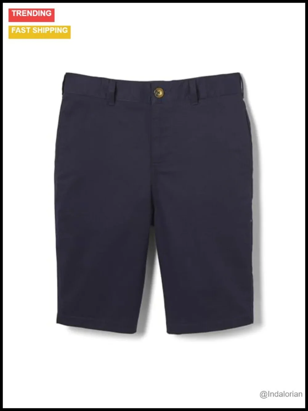 Men's Flat Front Stretch Twill Shorts Cotton Blend Hook & Eye